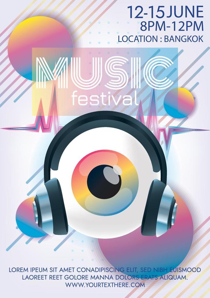 music festival poster for party surreal art work vector