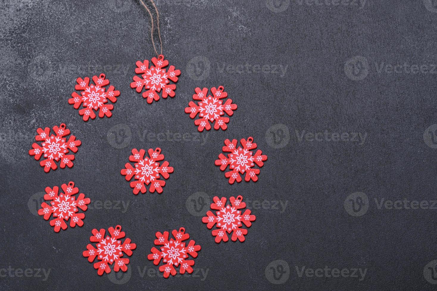 Red and white elements that are used to decorate the Christmas tree photo