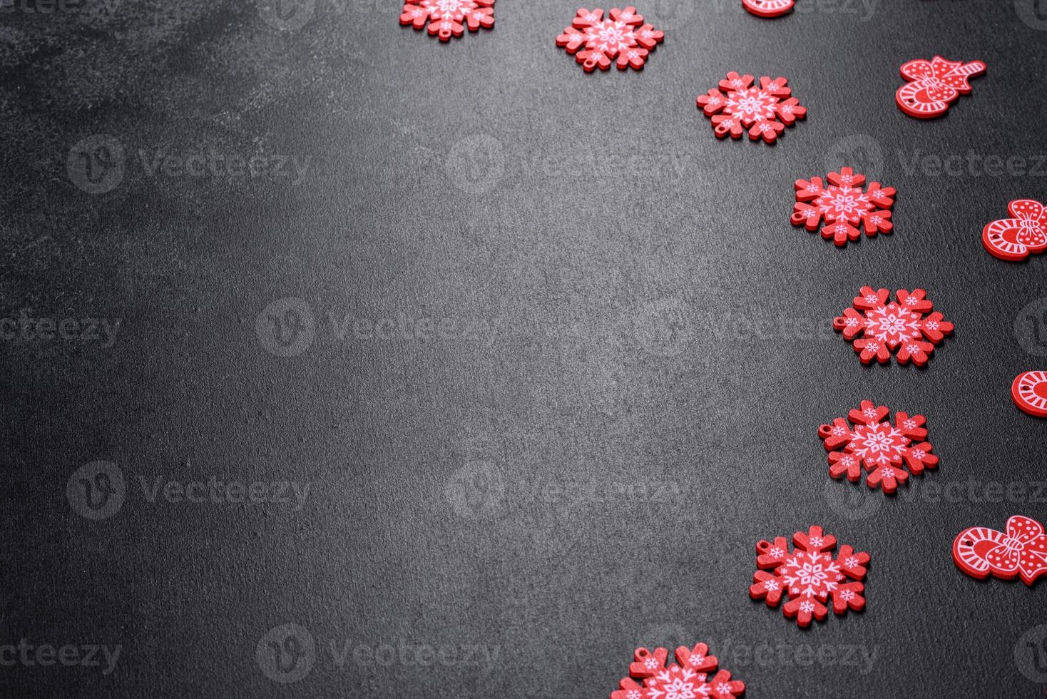 Red and white elements that are used to decorate the Christmas tree photo
