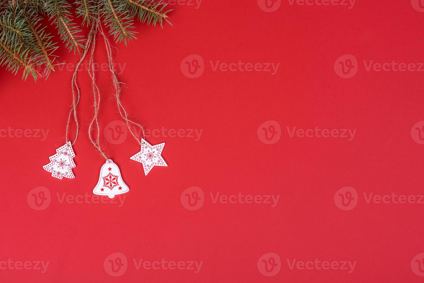 Red and white elements that are used to decorate the Christmas tree photo