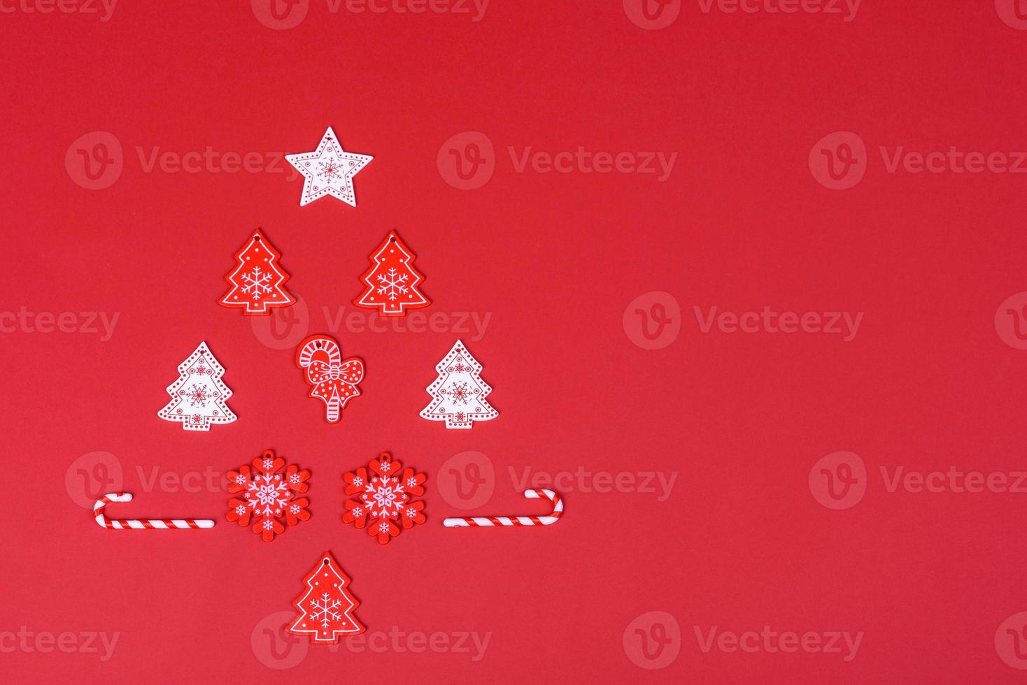 Red and white elements that are used to decorate the Christmas tree photo