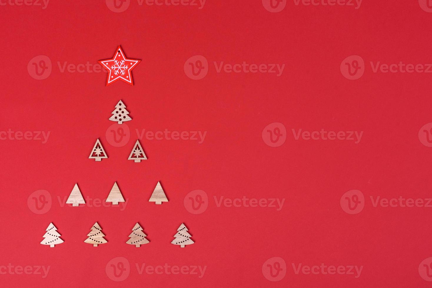 Red and white elements that are used to decorate the Christmas tree photo