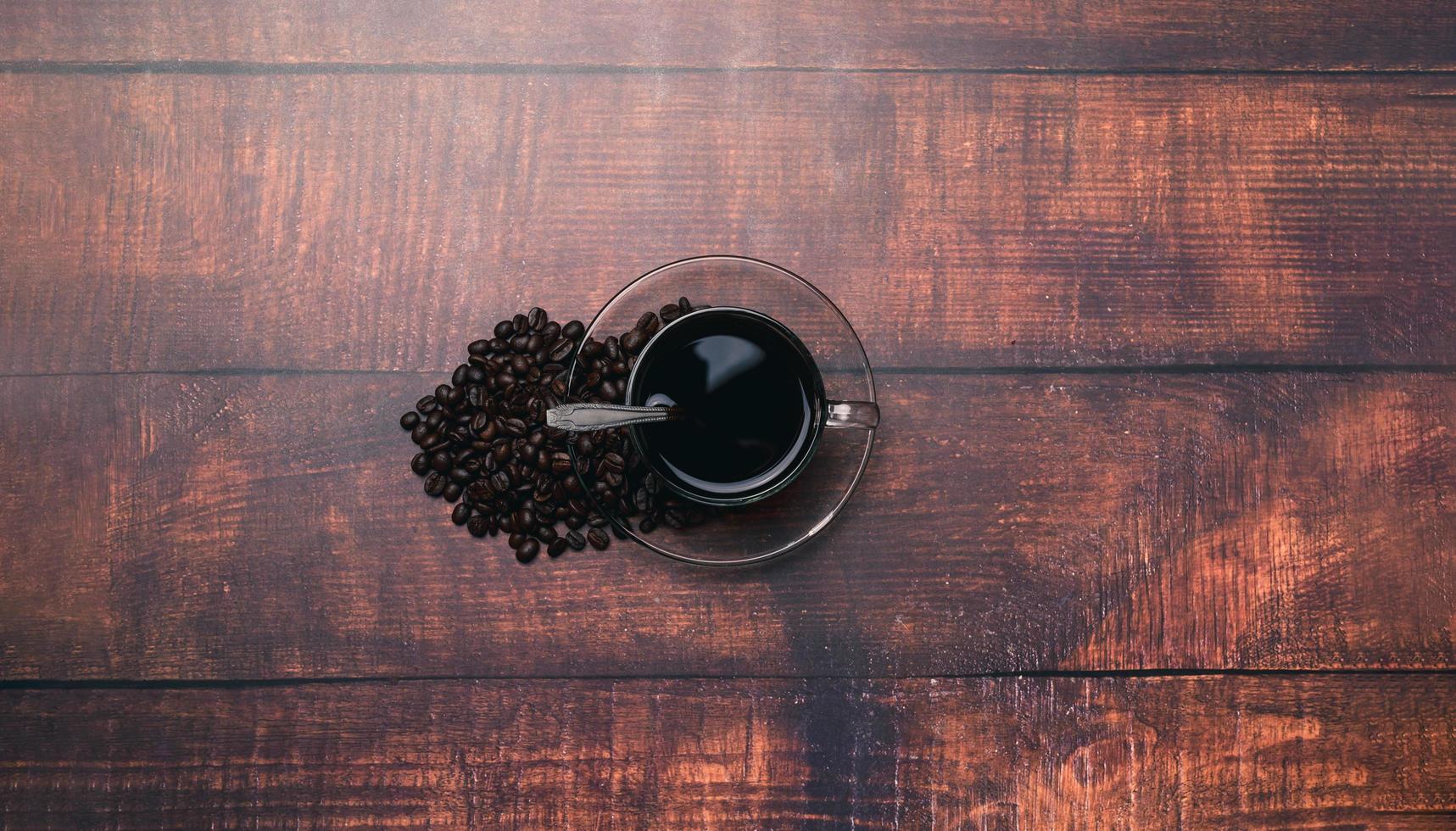Coffee mugs and coffee beans provide energy photo