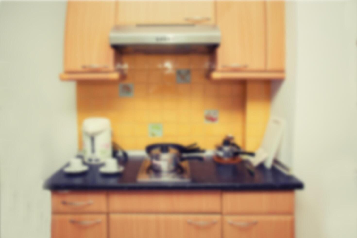 built in furniture kitchen cabinets blurred background photo