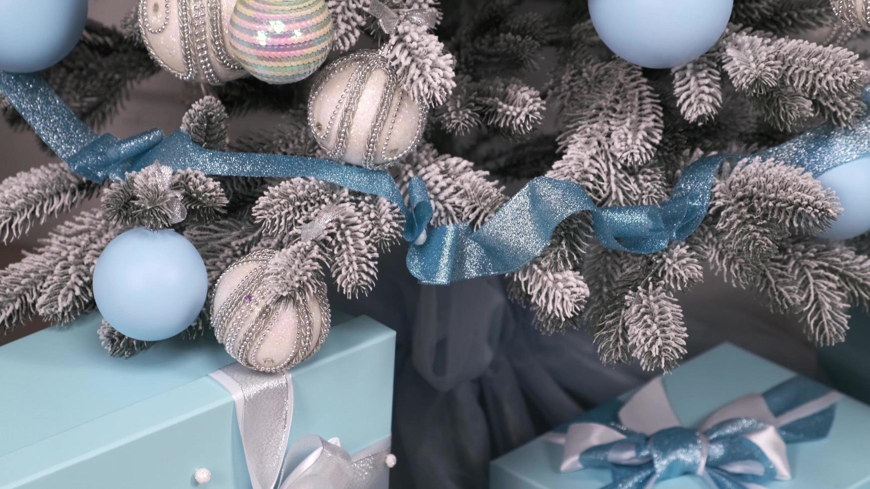 Blue and silver Christmas decorations photo
