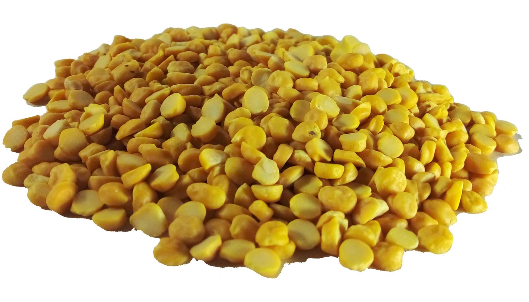 Pile of yellow peas on a white background photo