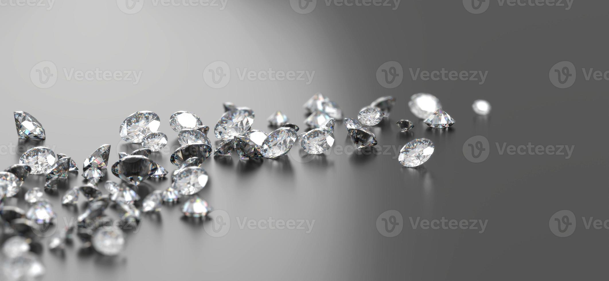 Diamond Group placed on Black Background with soft focus 3D rendering photo