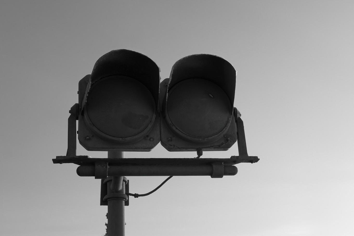 black and white electric double traffic light with round lamp photo