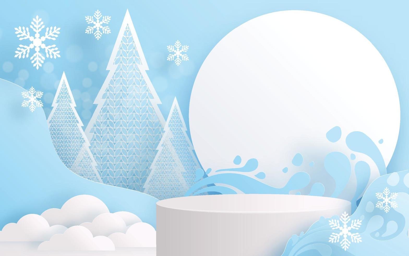 Christmas and New Year podium background vector design