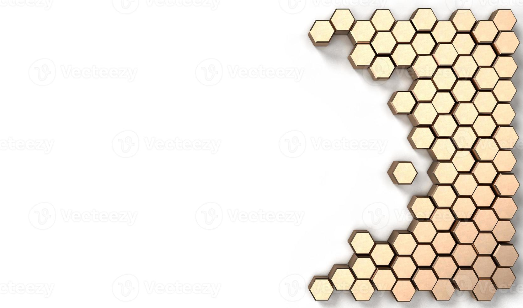 3d rendering image of hexagon solid shape on white background photo