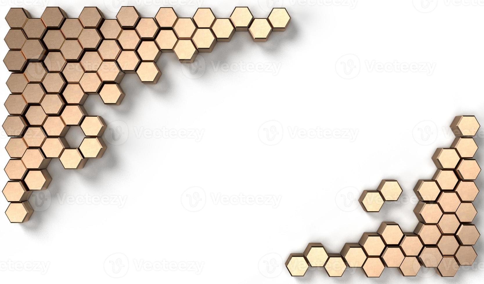 3d rendering image of hexagon solid shape on white background photo