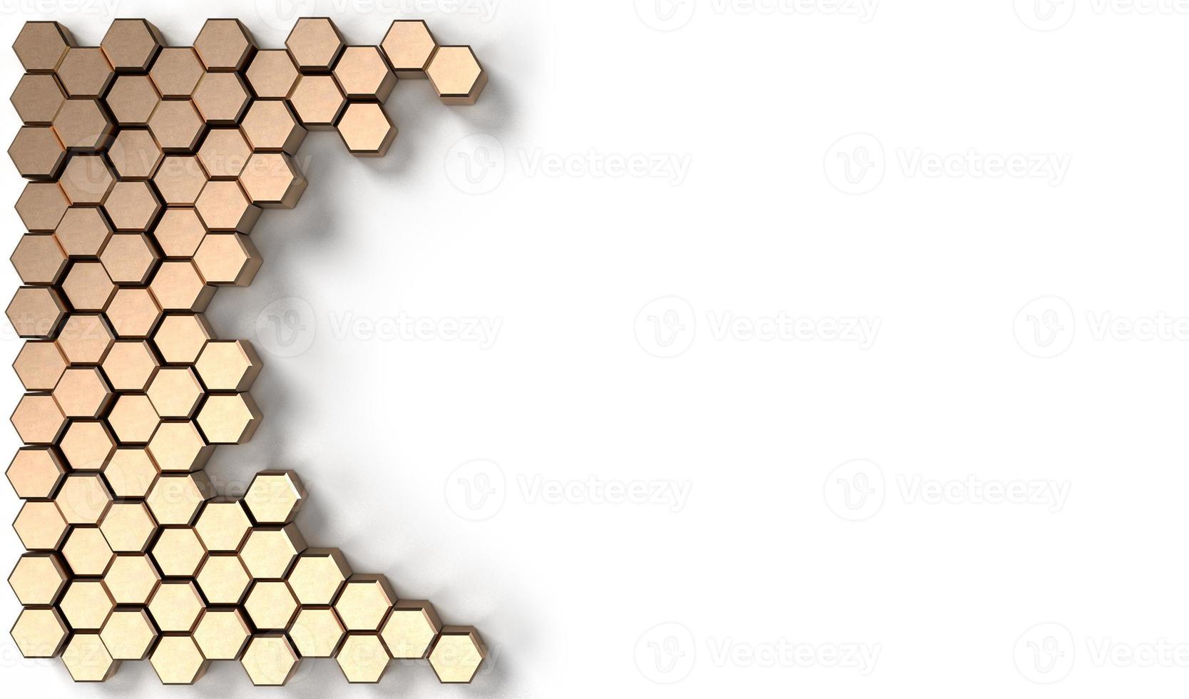 3d rendering image of hexagon solid shape on white background photo