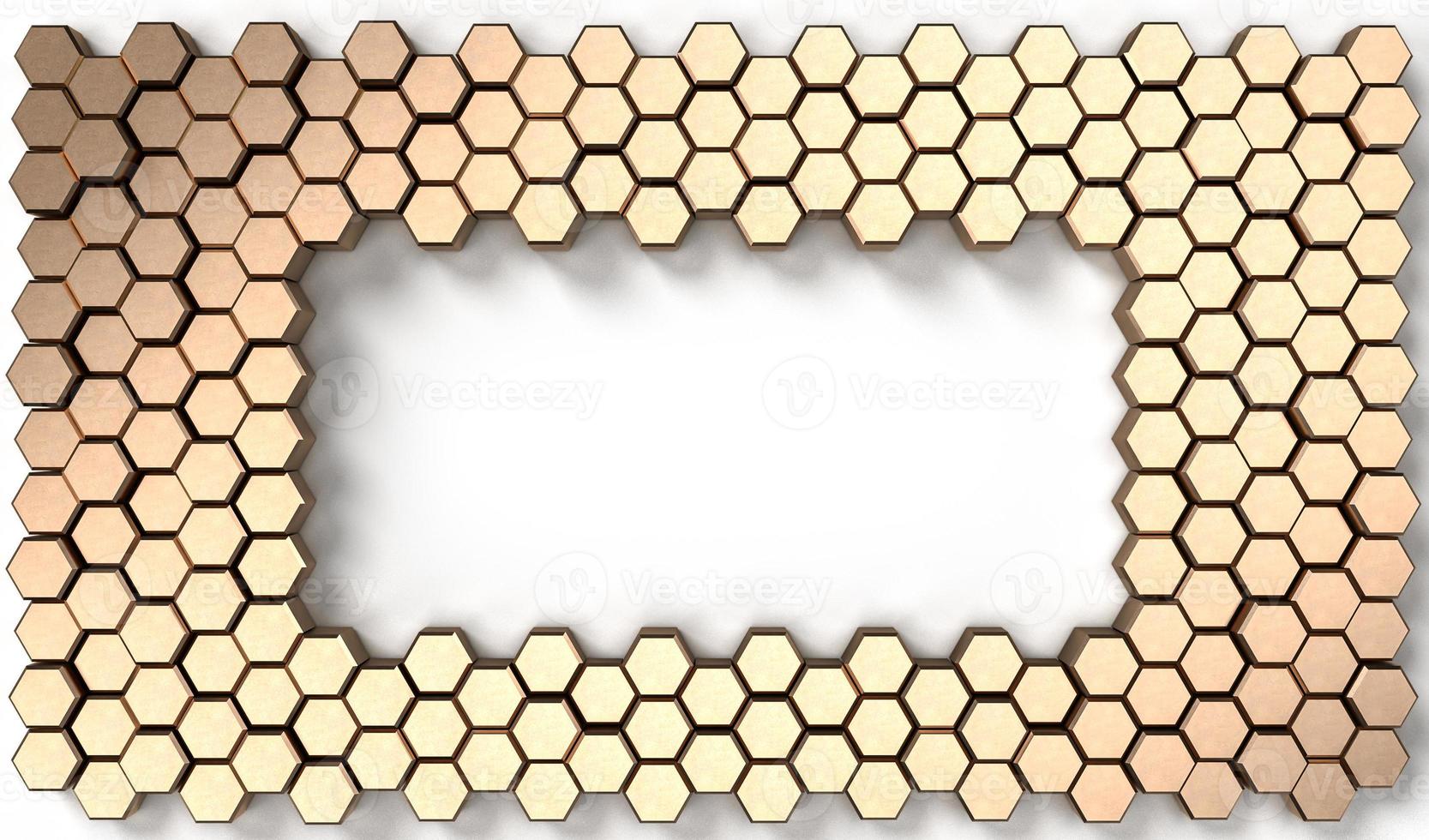 3d rendering image of hexagon solid shape on white background photo