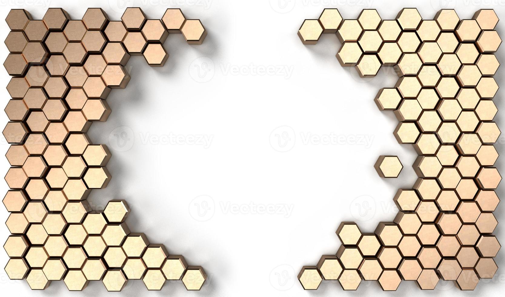 3d rendering image of hexagon solid shape on white background photo