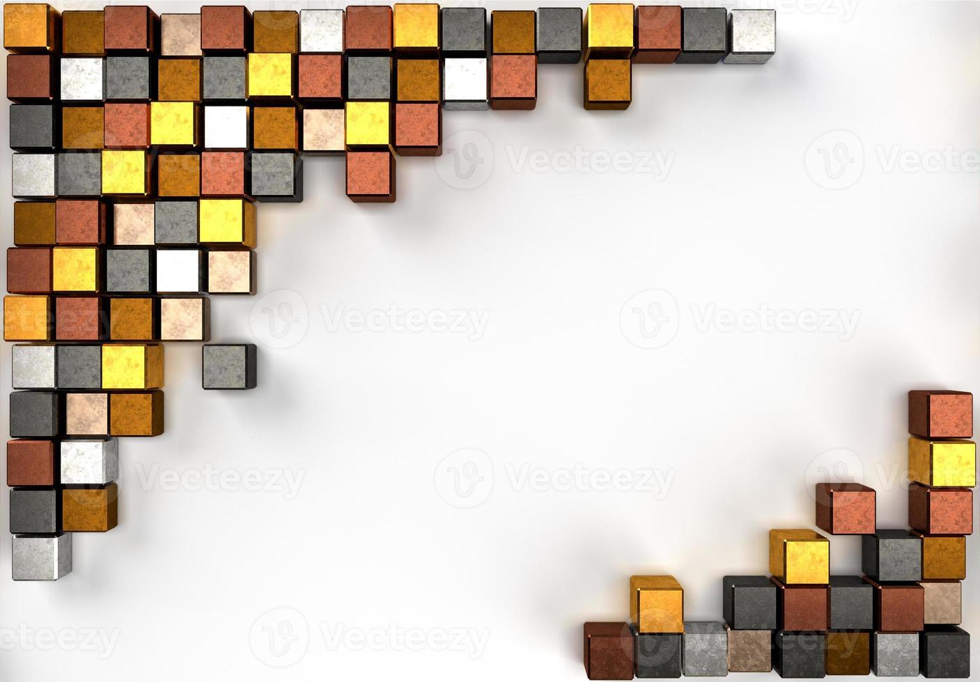 3d rendering image of colorful metal cubic photo