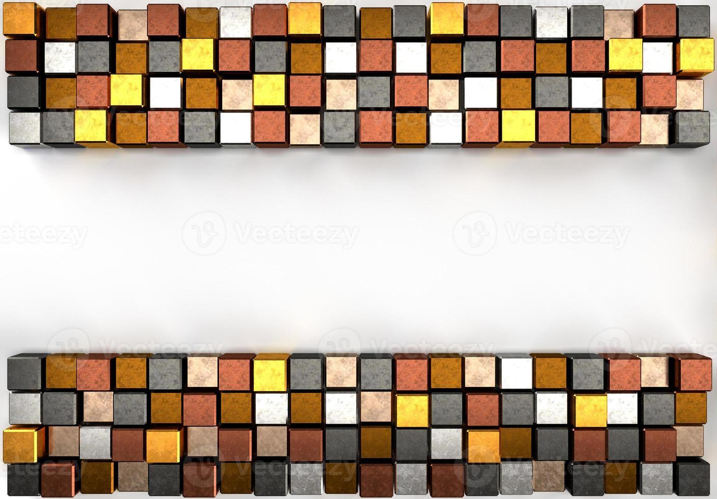 3d rendering image of colorful metal cubic. photo