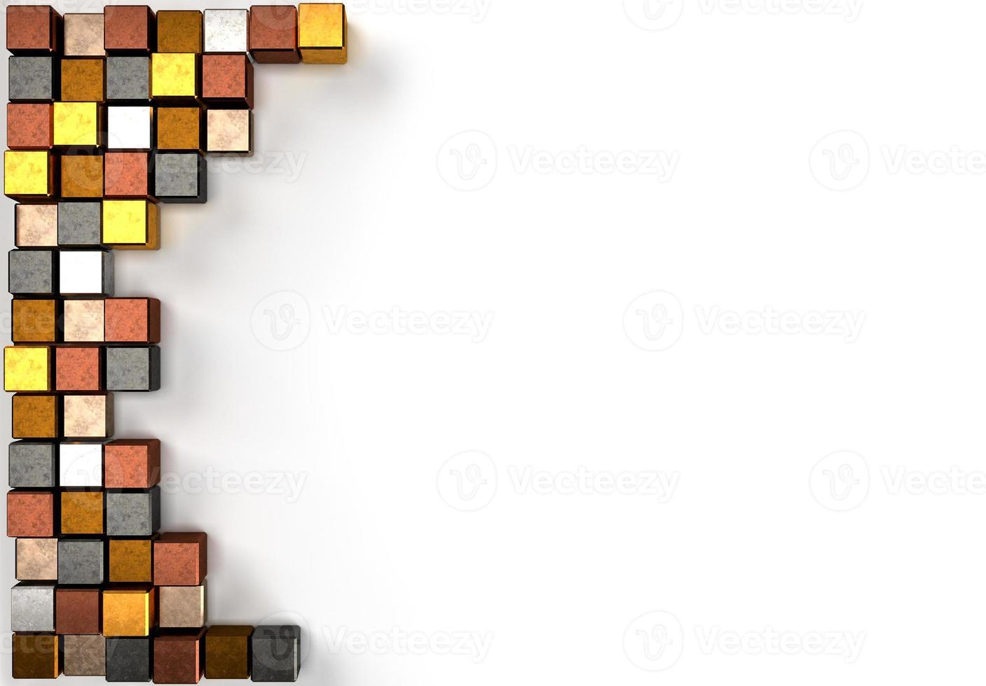 3d rendering image of colorful metal cubic. photo
