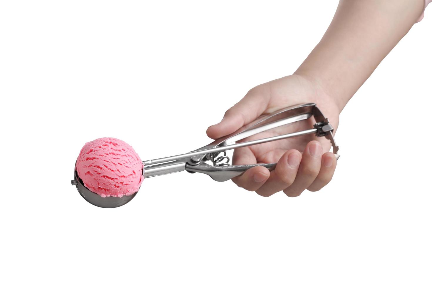 Ice cream scoop on white background photo