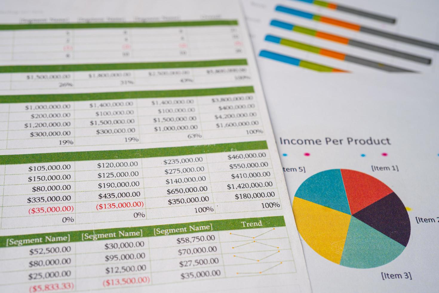 Spreadsheet table paper on graph paper photo