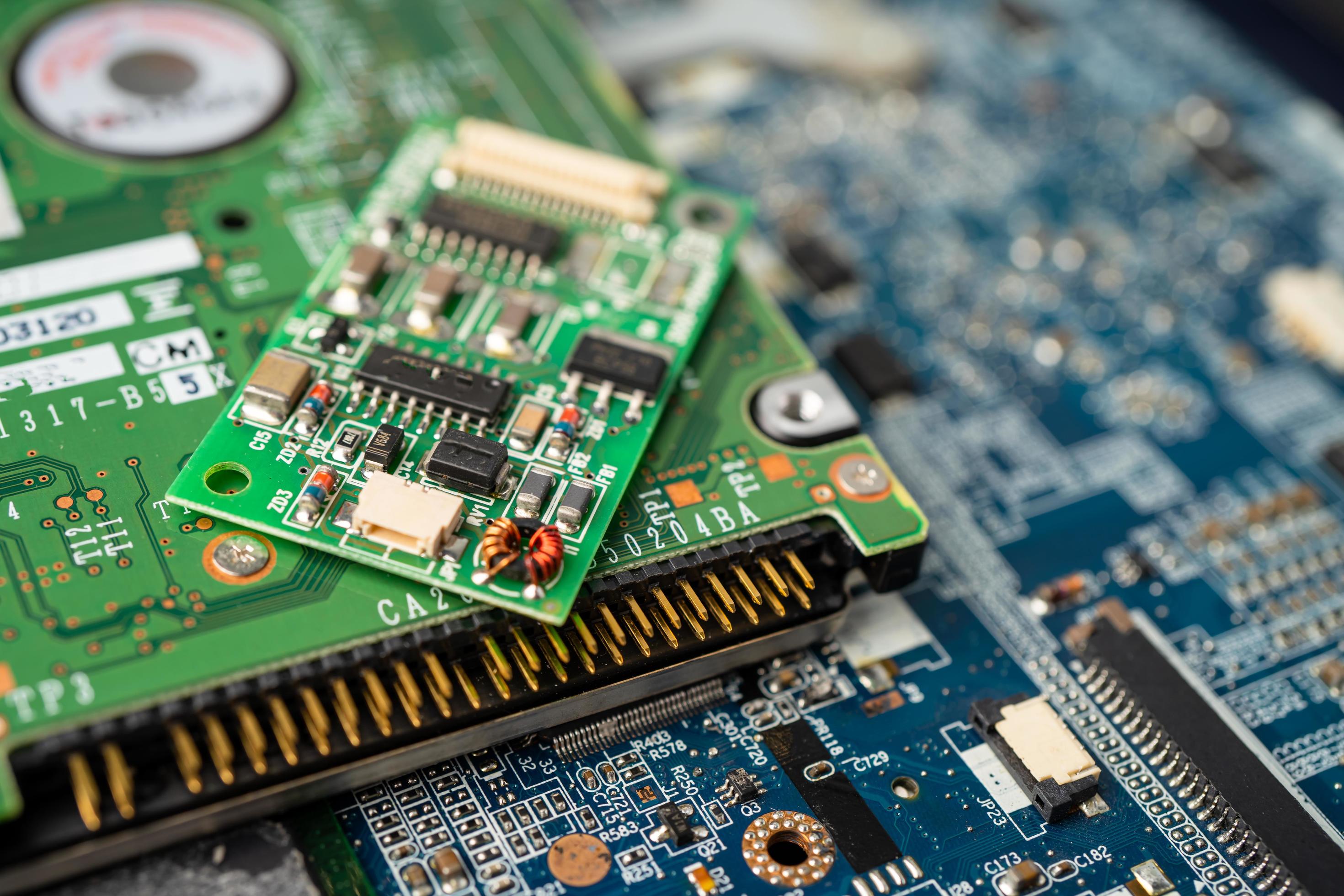 Ewaste electronic, computer circuit cpu chip mainboard 3115184 Stock