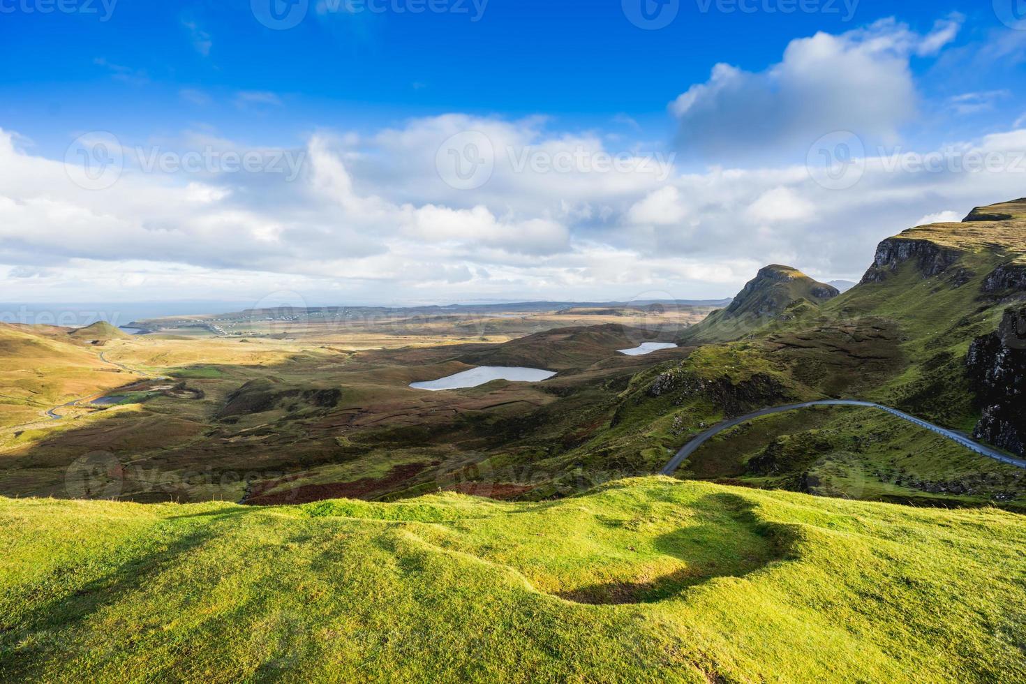 Landscape view of the Quiraing mountains, Scotland photo