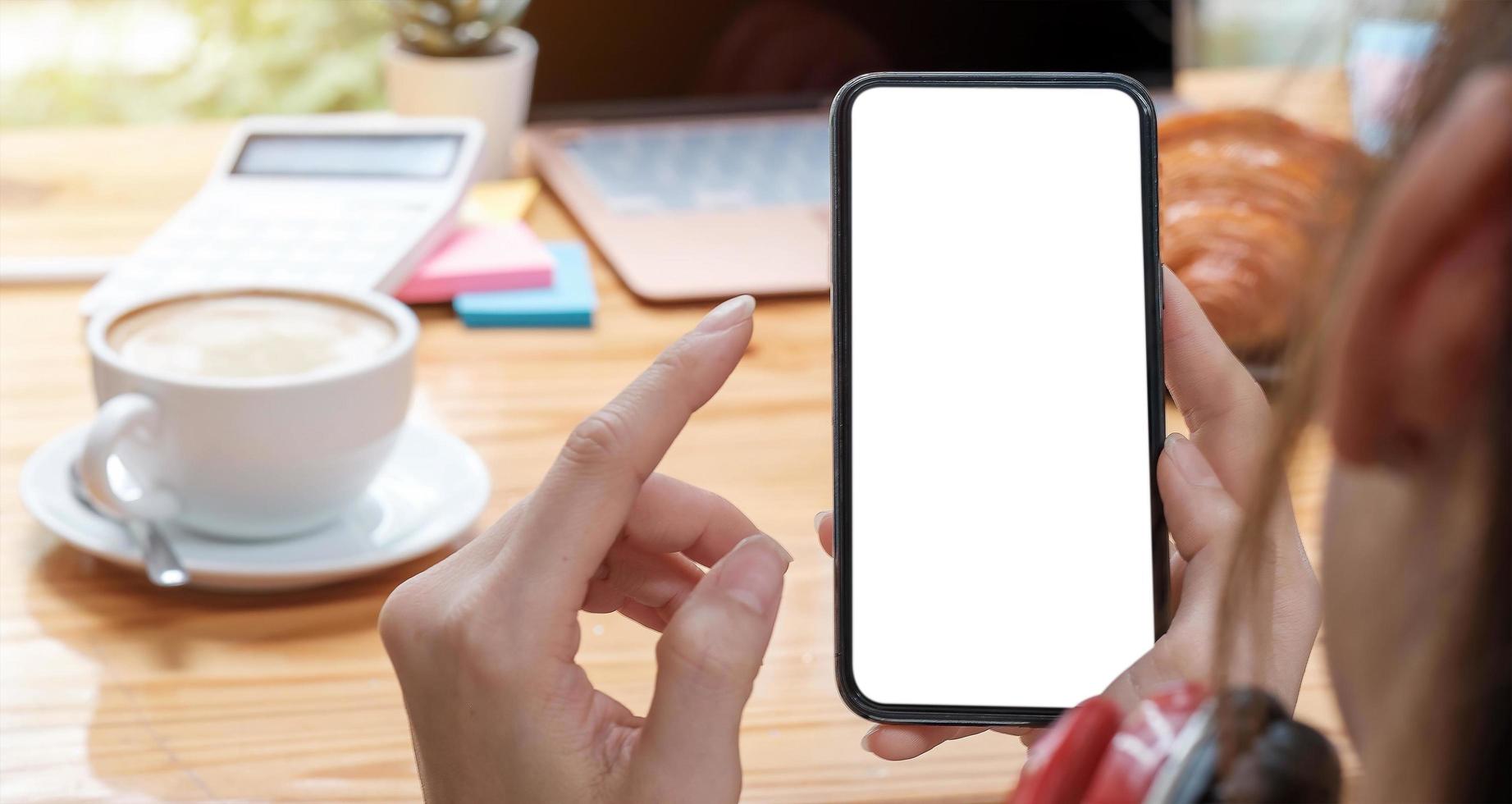 Mockup image blank white screen cell phone photo