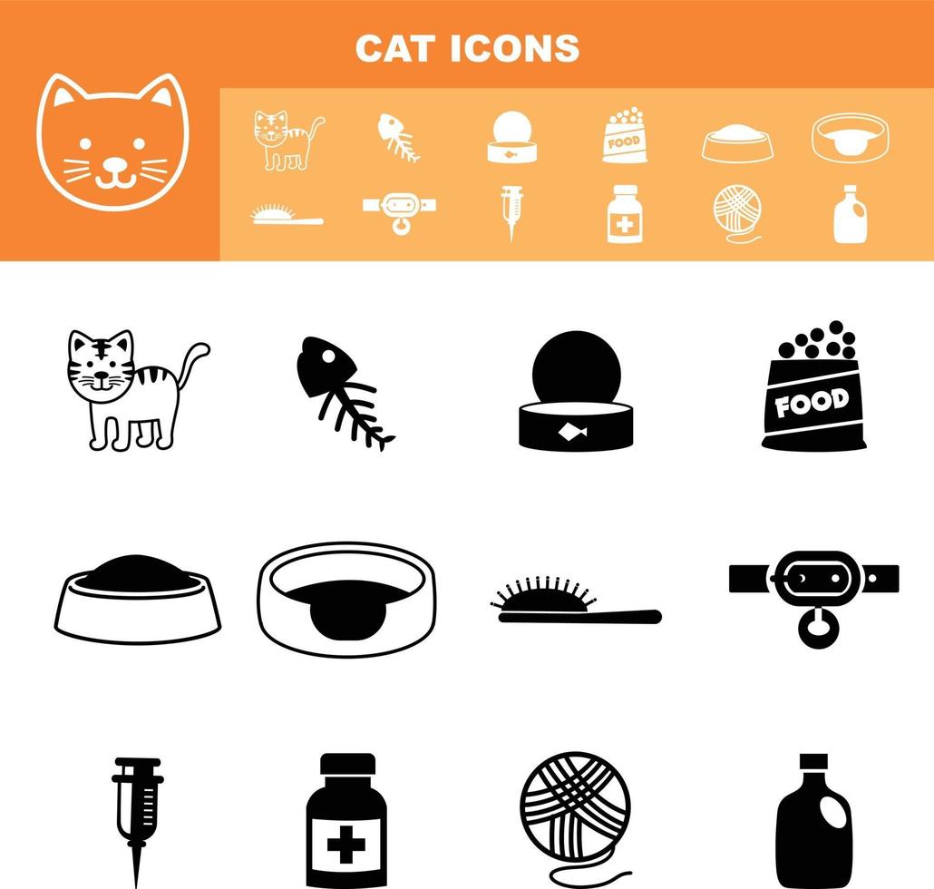 vector de conjunto de iconos de gato