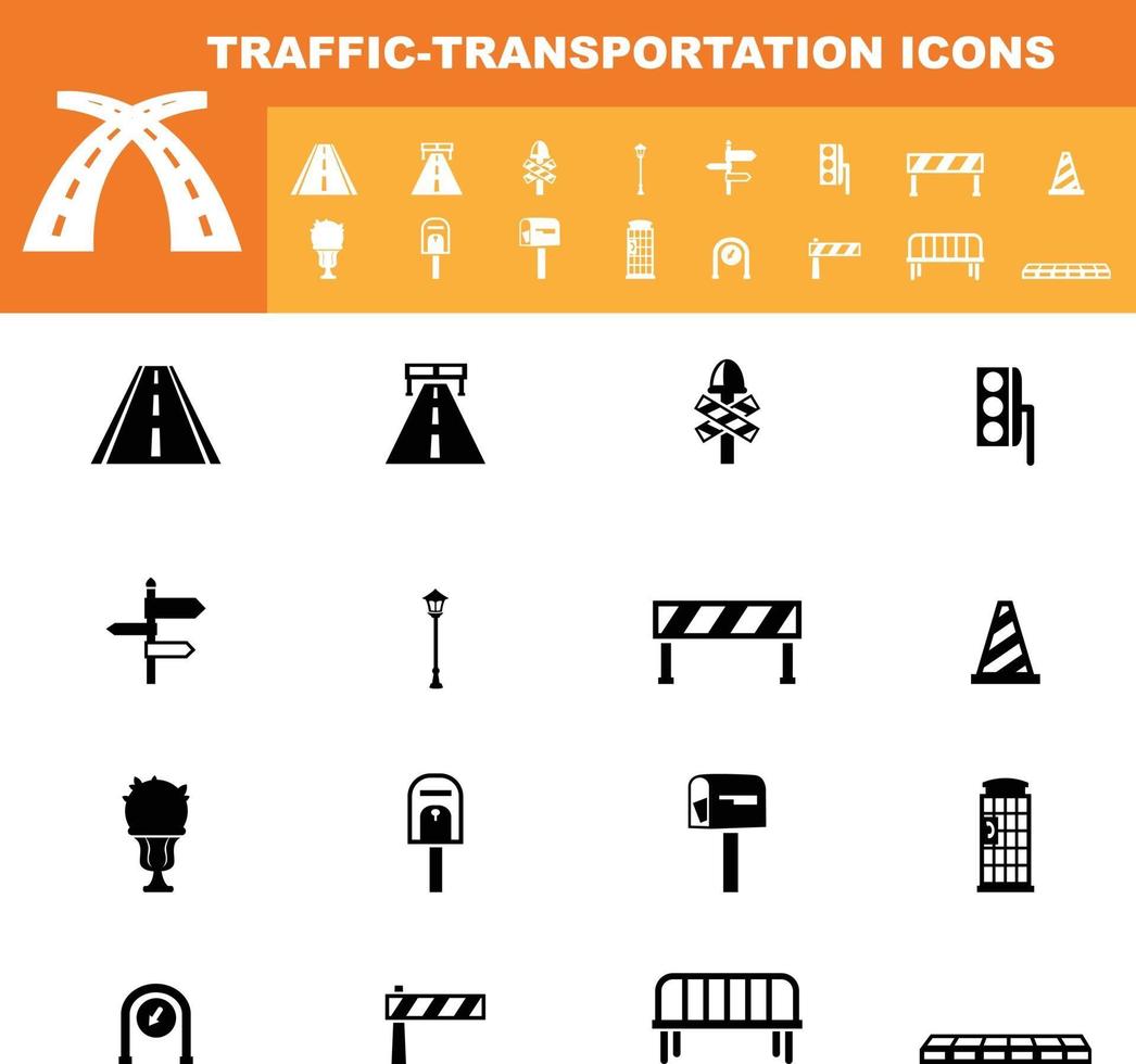 traffic-transportation icon set vector