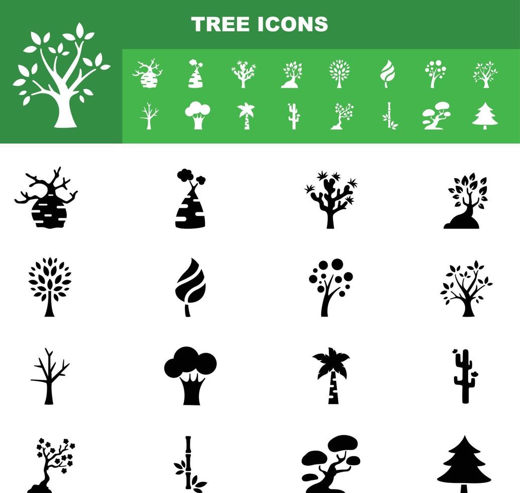 vector de conjunto de iconos de árbol