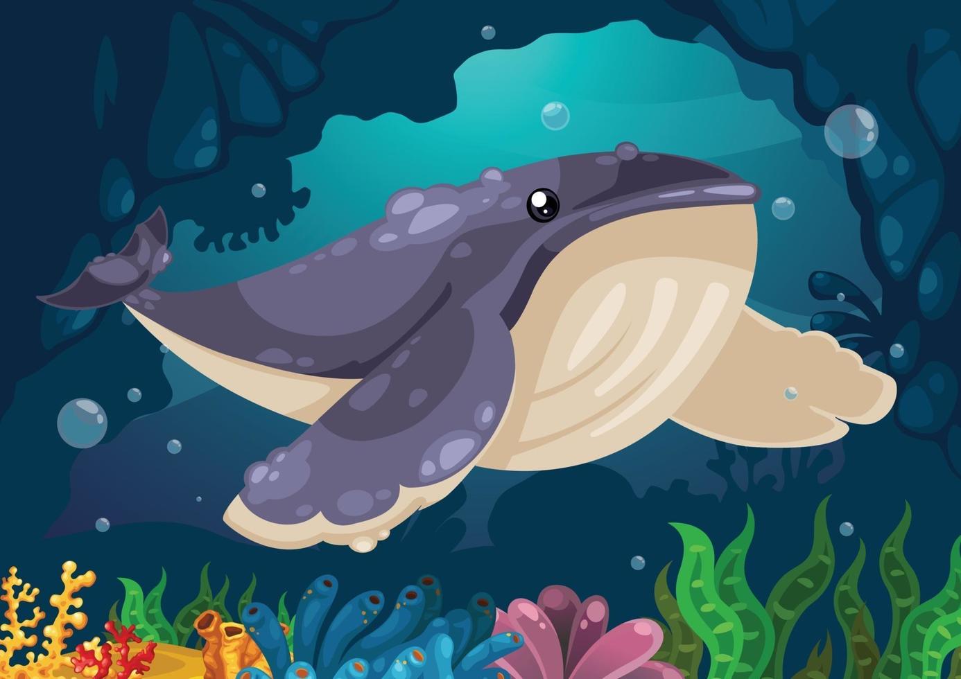 whale under the sea vector