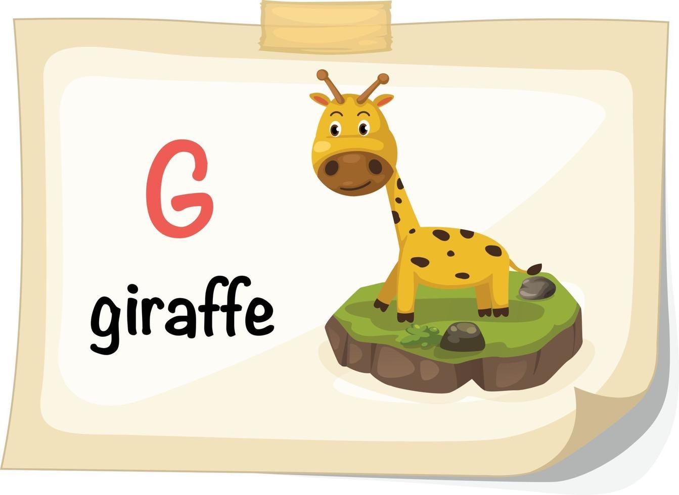 animal alphabet letter G for giraffe illustration vector