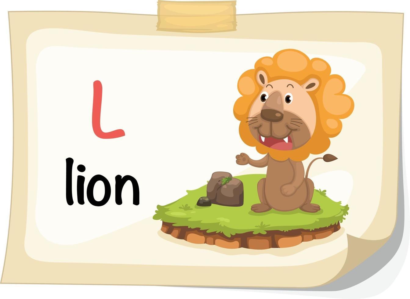 animal alphabet letter L for lion illustration vector