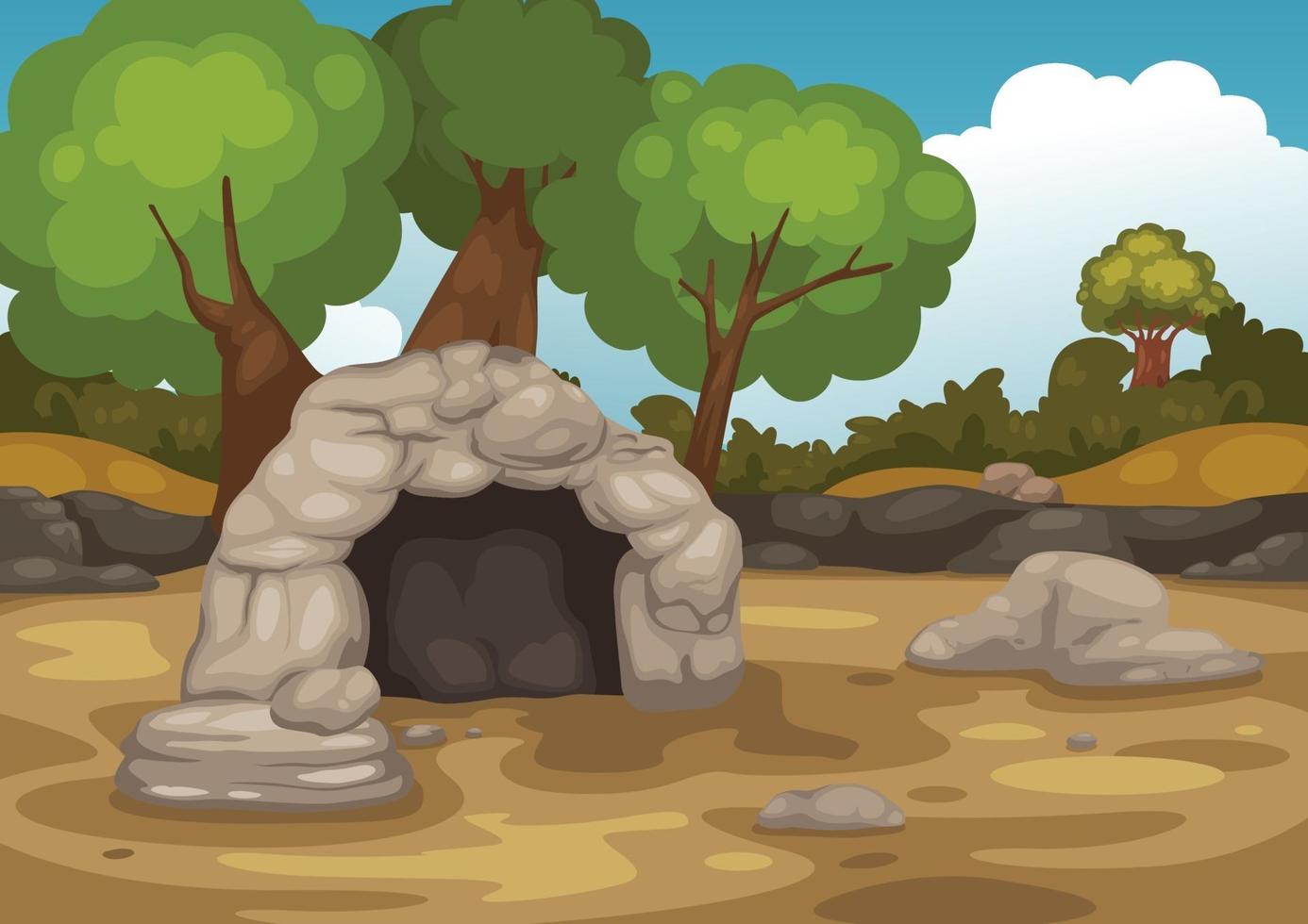 paisaje con vector de cueva