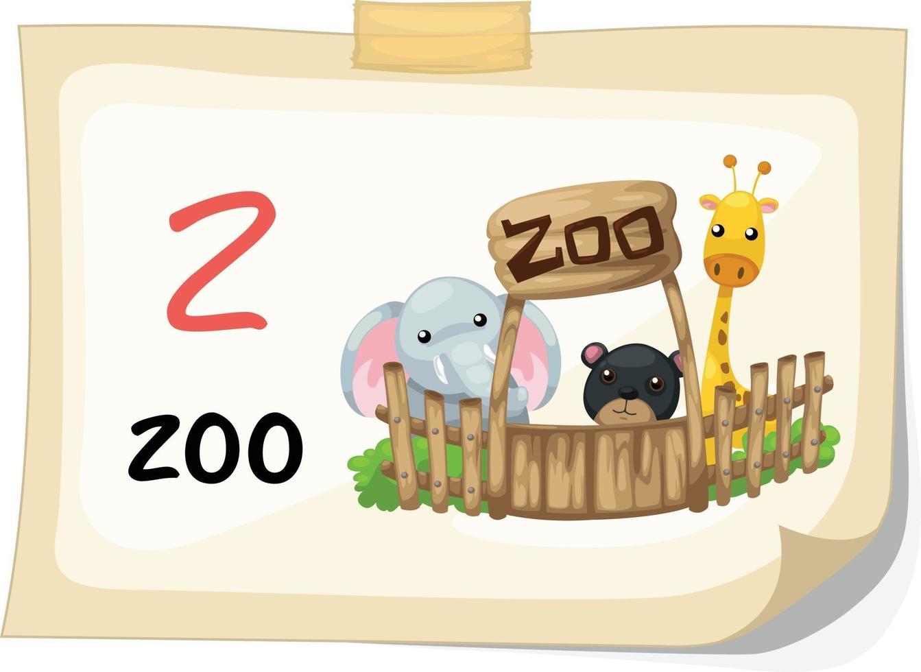 animal alphabet letter Z for zoo illustration vector