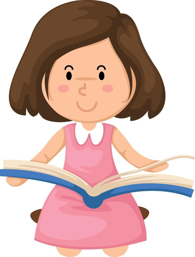 young girl reading a book vector