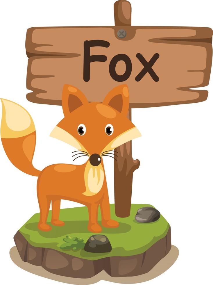 animal alphabet letter F for fox vector