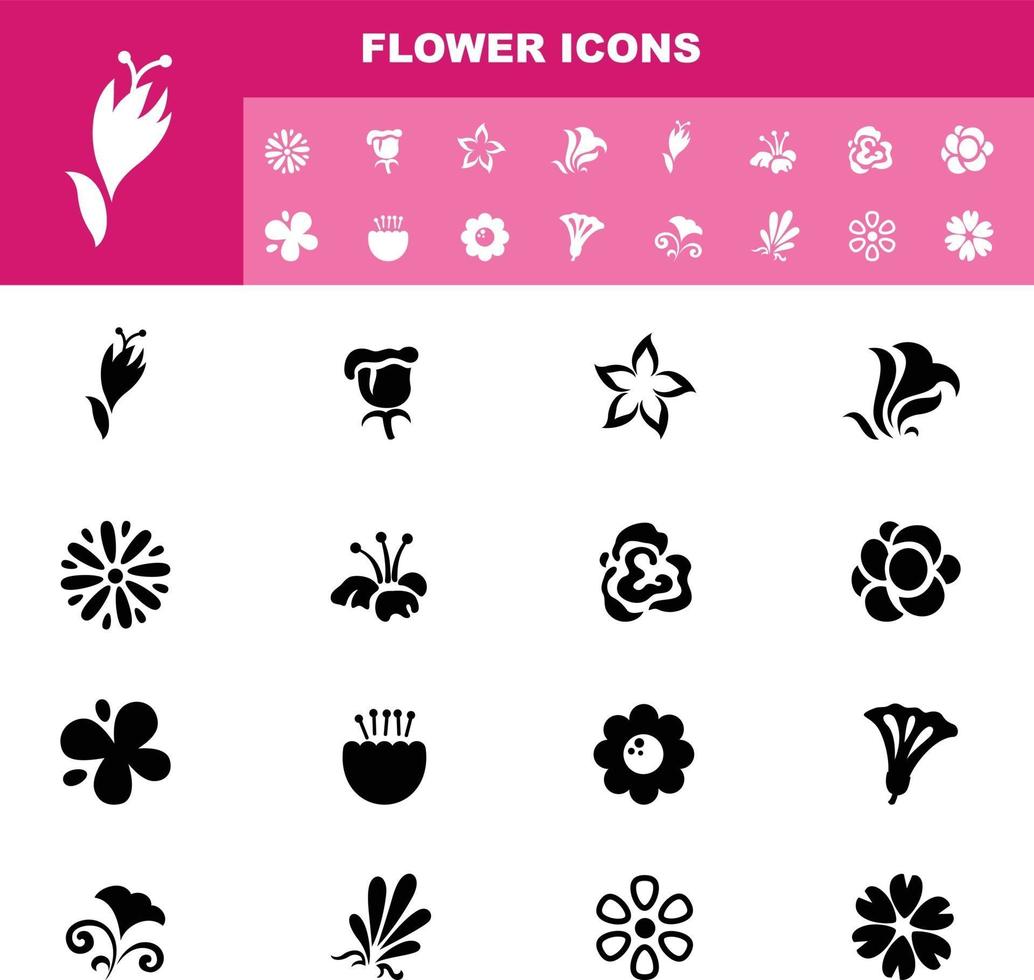 flower icon set vector