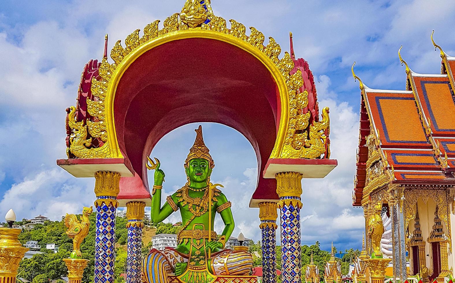 Colorful architecture and statues at Wat Plai Laem temple on Koh Samui island, Surat Thani, Thailand photo