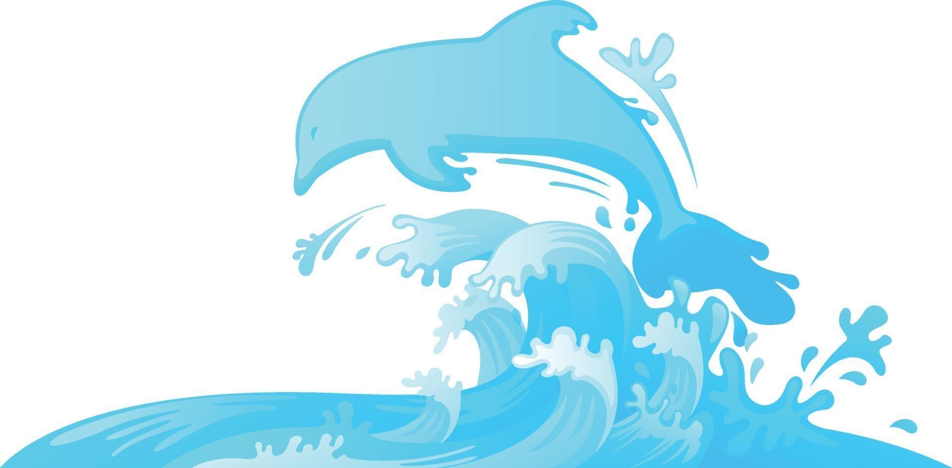 Jumping dolphin out of water vector