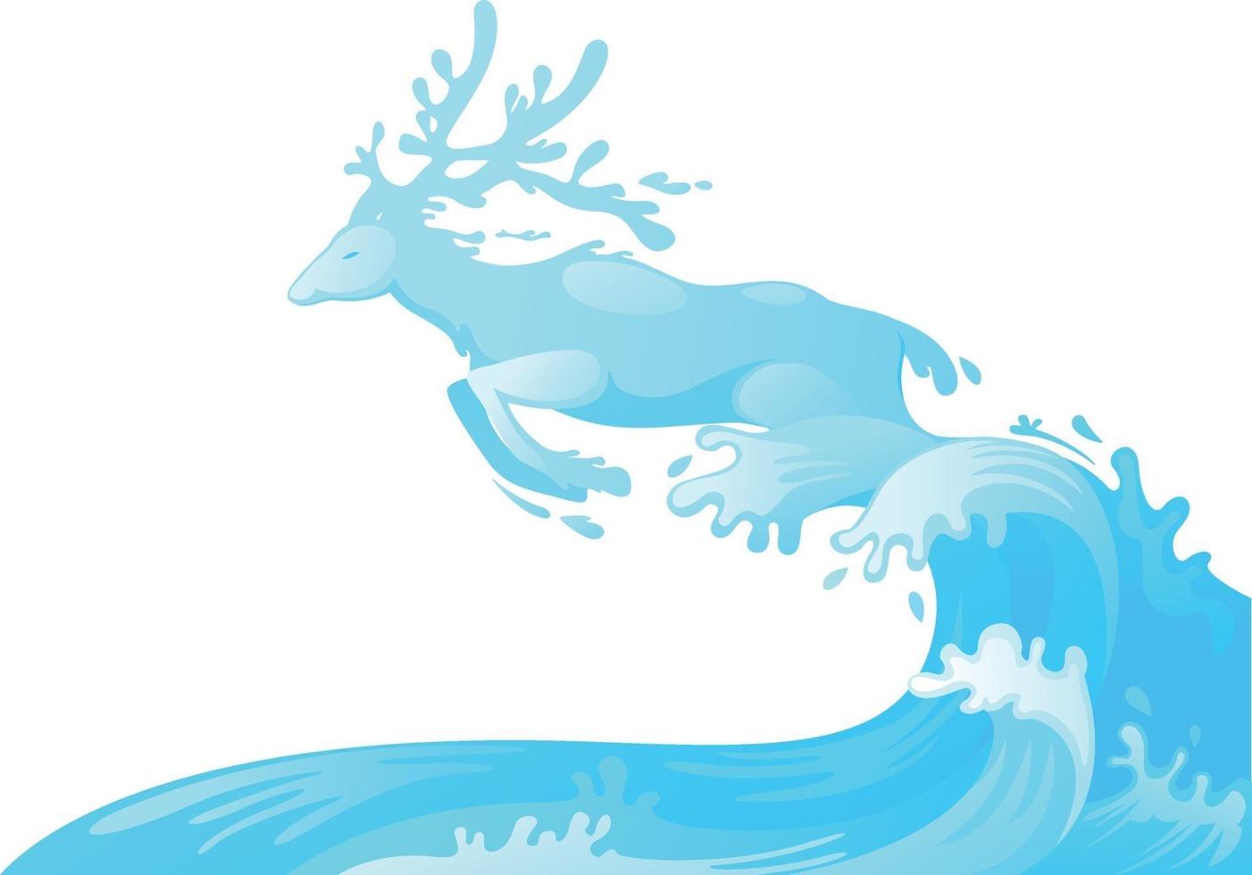 Jumping deer out of water vector
