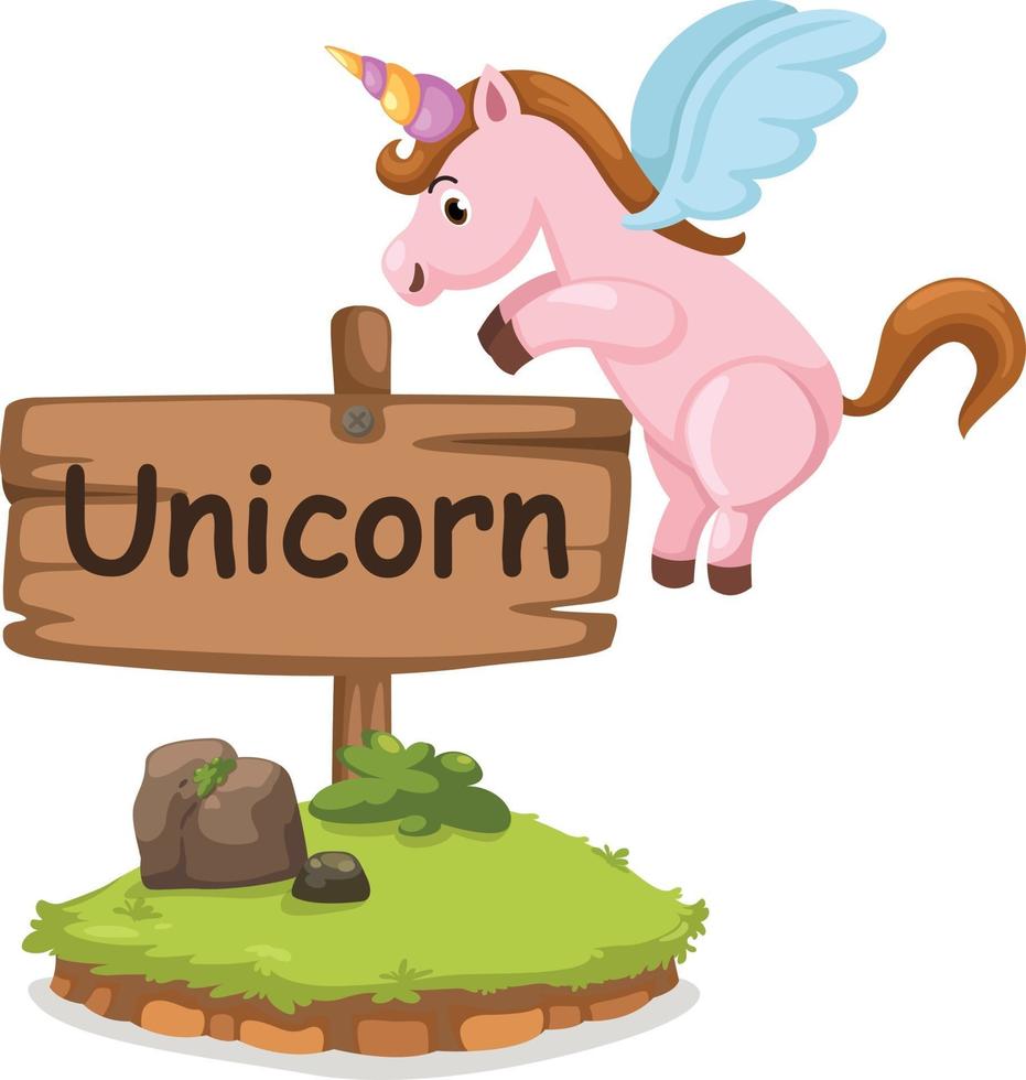 animal alphabet letter U for unicorn vector