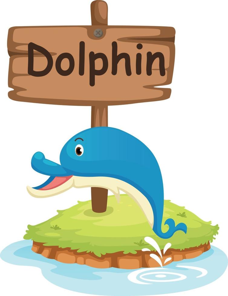 letra del alfabeto animal d para delfines vector