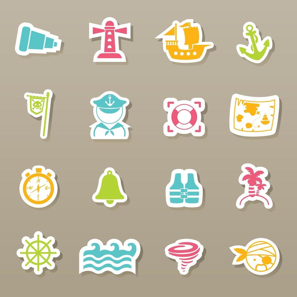 pirates icons set vector