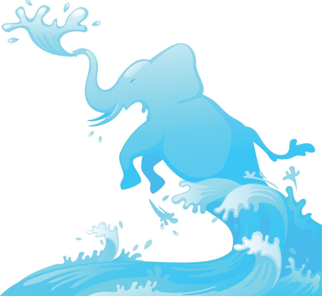 Jumping elephant out of water vector
