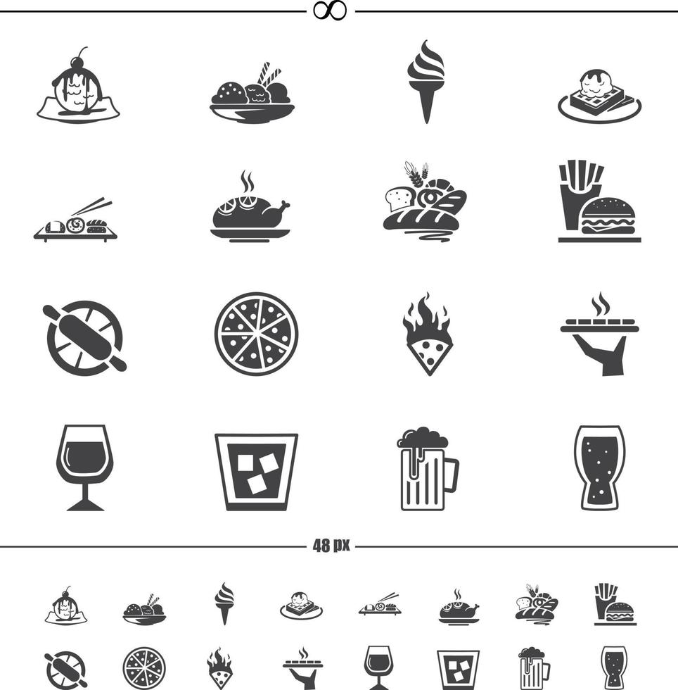 iconos de comida y bebida vector