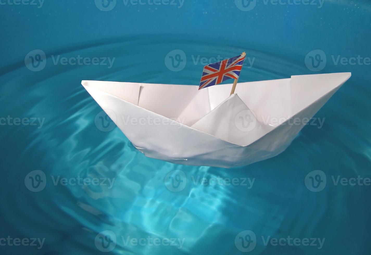 Paper ship with UK Flag photo