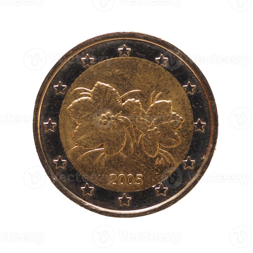 Moneda de 2 euros, unión europea aislado sobre blanco foto