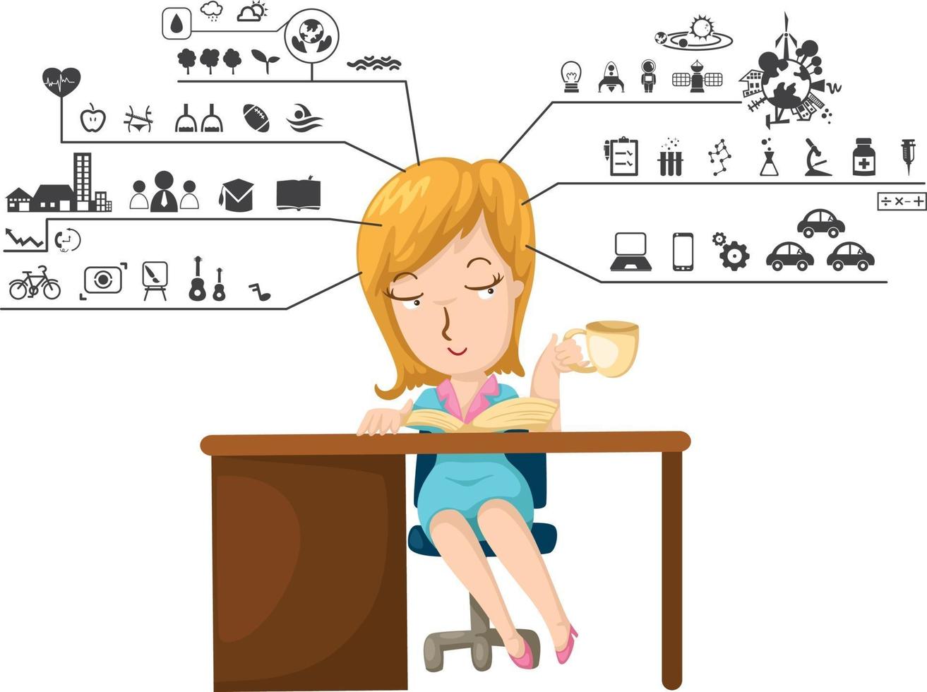 Human with left and right brain functions icon vector