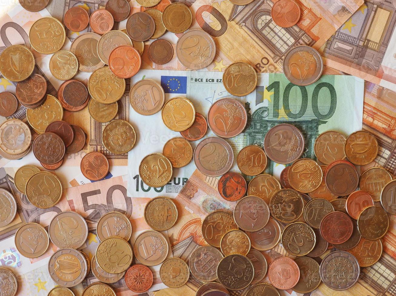 billetes y monedas de euro, unión europea foto