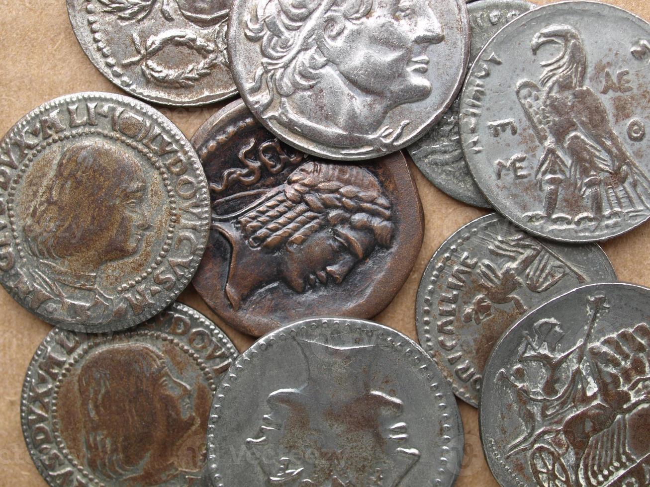 Ancient Roman and Greek coins photo